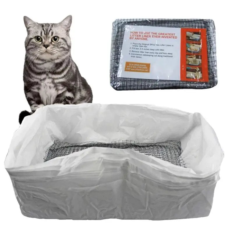 10pcs Reusable Cat Feces Filter Hands Free Pet Cat Excrement Liners with Filter Net Pet Hygienic Litter Box Liners Pet Cleaning - The Serene Cat